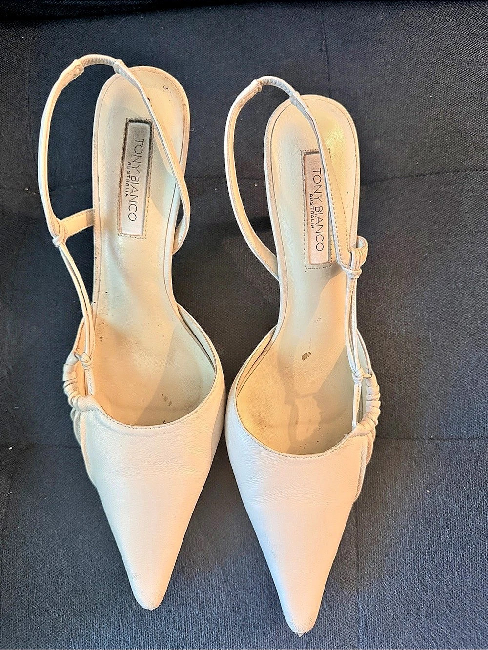 Tony Bianco Baz Slingback Pump Pointed Toe Heels in White